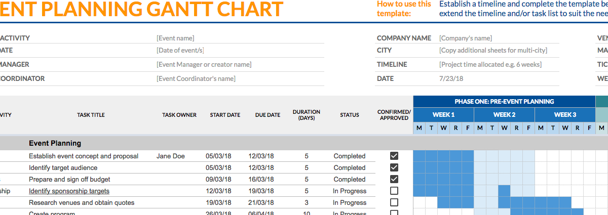 Gallery Of Create Your Own Event Gantt Chart With This Excel Template