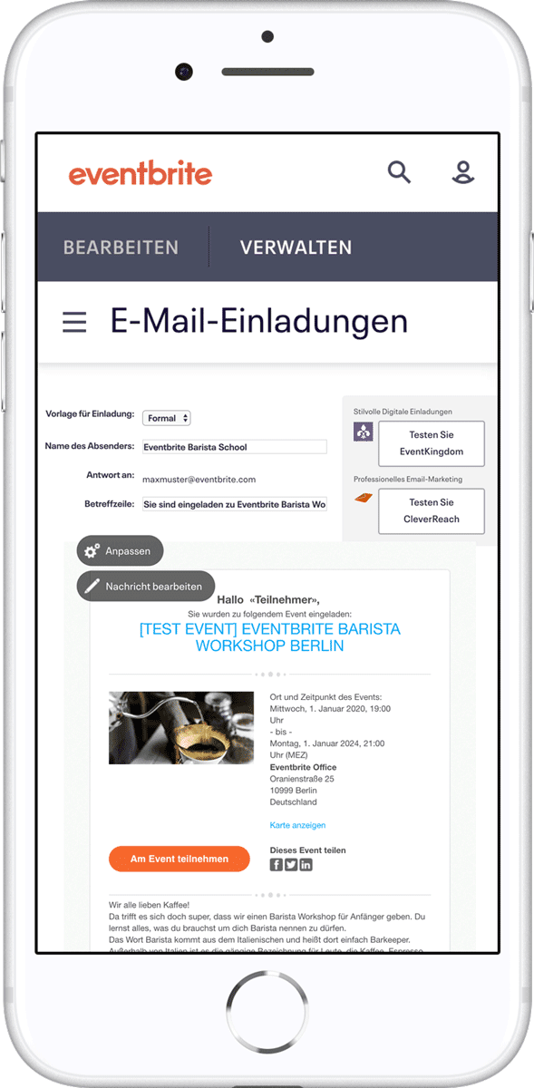 Einladungmanagement-Tool von Eventbrite - Online Einladungen einfach versenden