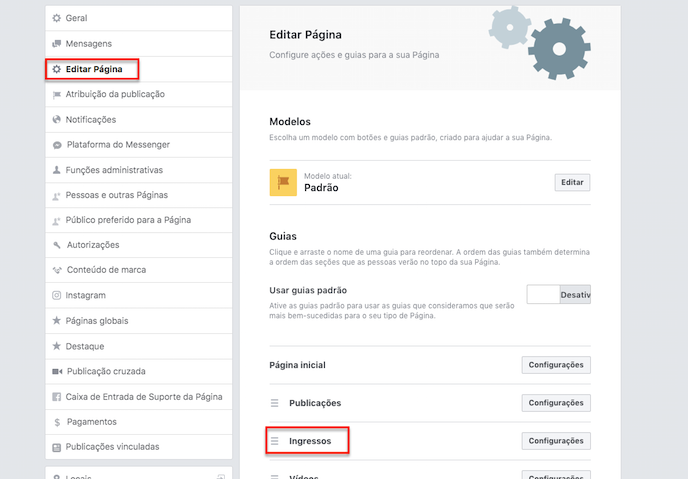 Customize o Eventbistro no Facebook