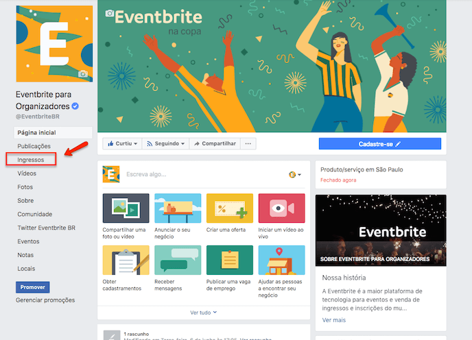 Customize o Eventbistro no Facebook