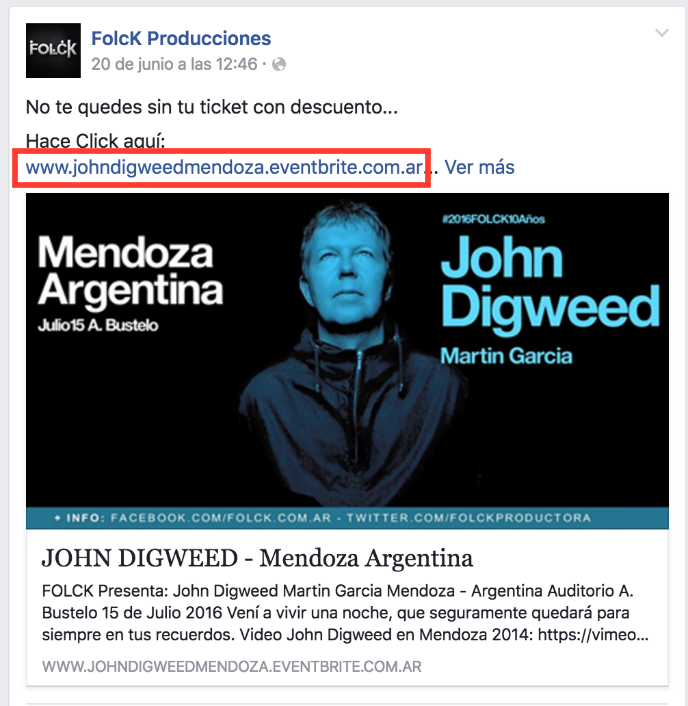 facebook post venta entradas
