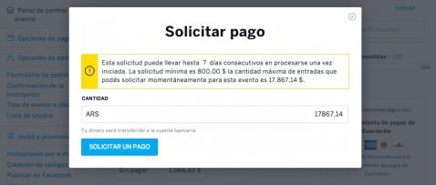 como me transfiere el dinero Eventbrite